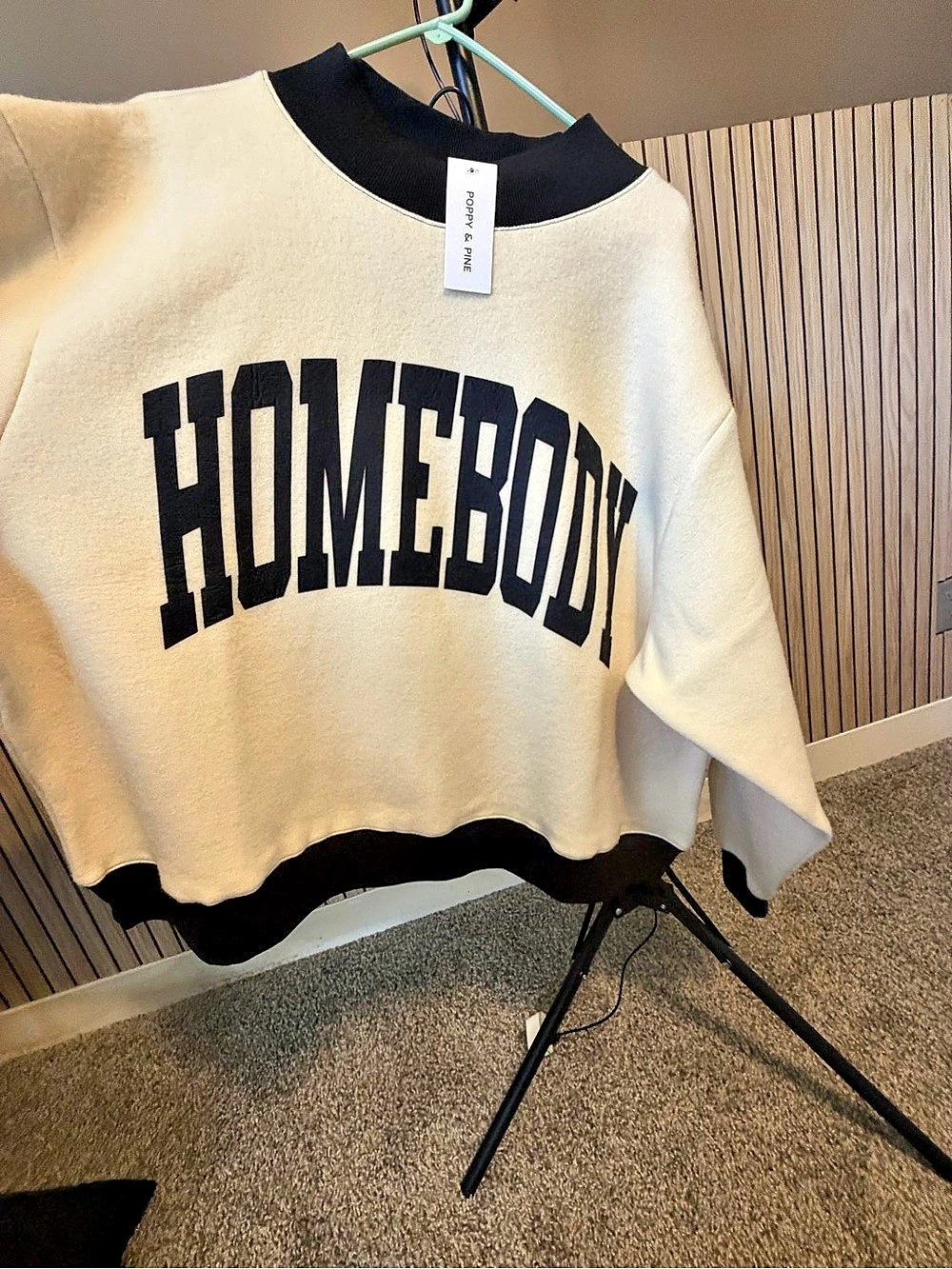 Poppy & Pine Homebody 2-Sided Mock Sweatshirt Cream & Black XL